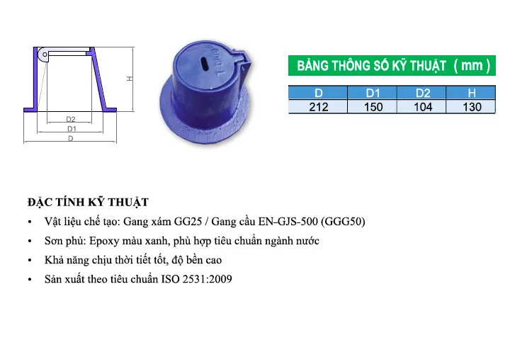 Thông số kỹ thuật của van nước DN100 tại T-Blue