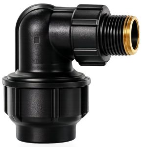 Nối góc HDPE 1 đầu ren ngoài đồng 90° - T-Blue