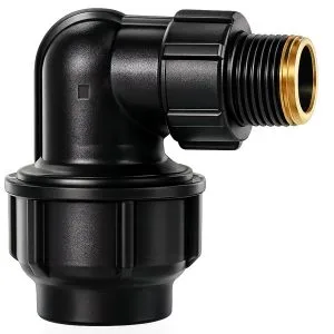 Nối góc HDPE 1 đầu ren ngoài đồng 90° - T-Blue