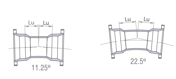 Bản vẽ cút FF góc 11.25° và 22.5° gang cầu - T-Blue