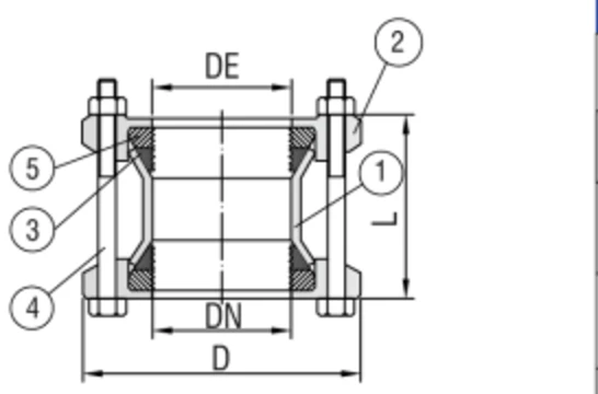 Bản vẽ kỹ thuật khớp nối mềm BE gang cầu - T-Blue