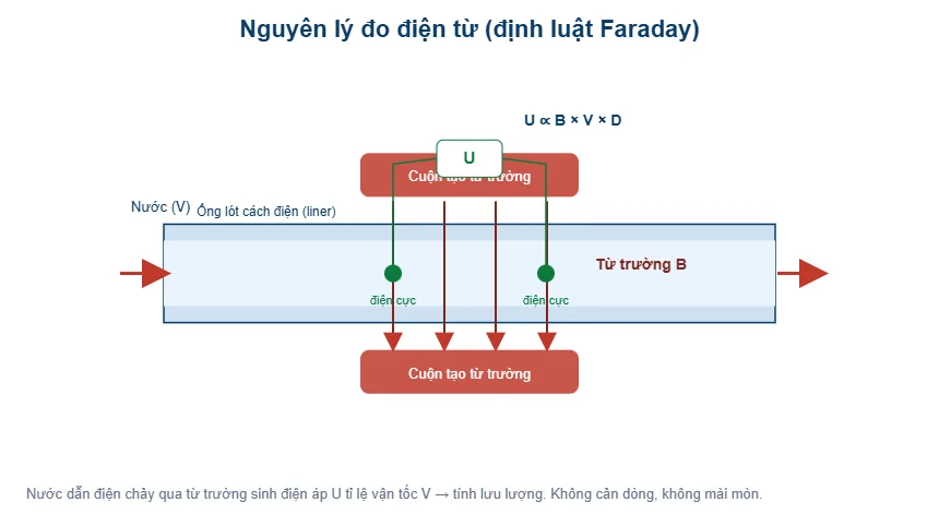 Sơ đồ nguyên lý đo điện từ Faraday - T-Blue